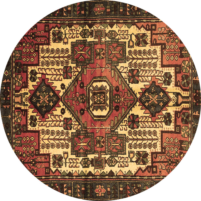 Round Persian Brown Traditional Rug, tr1878brn