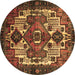 Round Persian Brown Traditional Rug, tr1878brn
