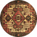 Round Machine Washable Persian Brown Traditional Rug, wshtr1878brn