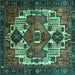 Square Machine Washable Persian Turquoise Traditional Area Rugs, wshtr1878turq