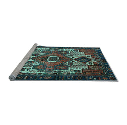 Sideview of Machine Washable Persian Light Blue Traditional Rug, wshtr1878lblu