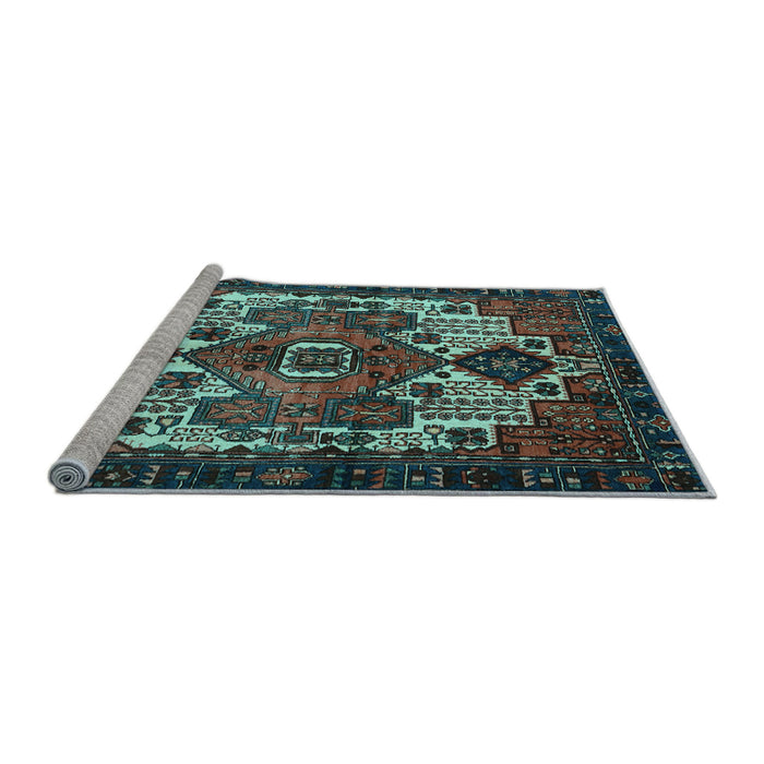 Sideview of Machine Washable Persian Light Blue Traditional Rug, wshtr1878lblu