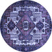 Round Machine Washable Persian Blue Traditional Rug, wshtr1878blu