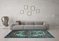 Machine Washable Persian Light Blue Traditional Rug, wshtr1878lblu