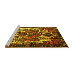 Sideview of Machine Washable Persian Yellow Traditional Rug, wshtr1878yw