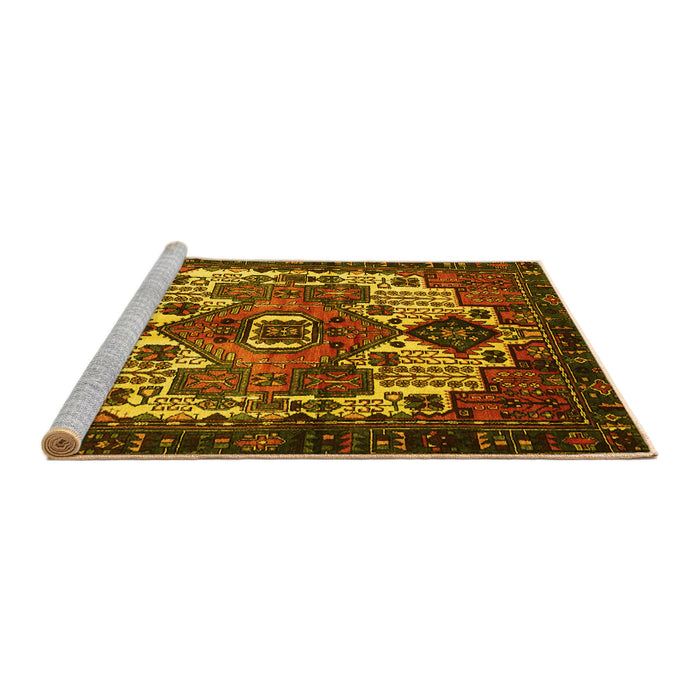 Sideview of Machine Washable Persian Yellow Traditional Rug, wshtr1878yw