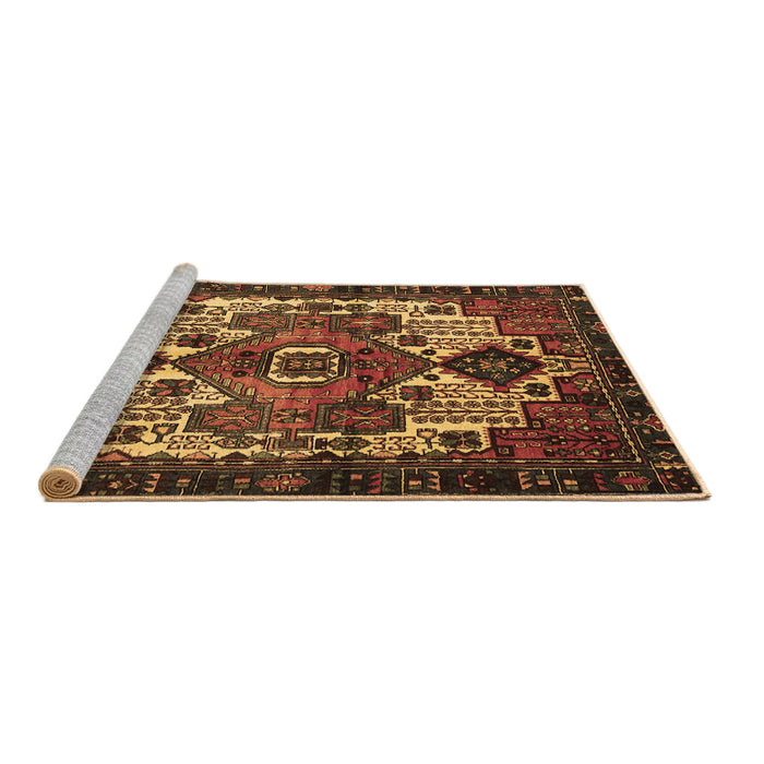 Sideview of Machine Washable Persian Brown Traditional Rug, wshtr1878brn