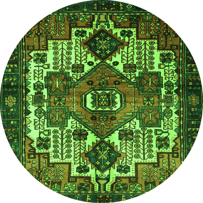 Square Persian Green Traditional Rug, tr1878grn