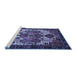 Sideview of Machine Washable Persian Blue Traditional Rug, wshtr1878blu