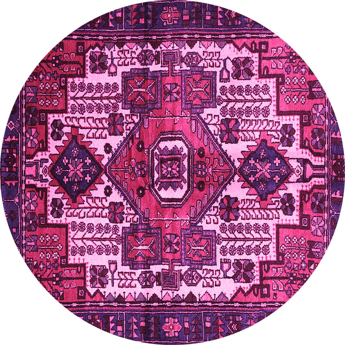 Round Machine Washable Persian Pink Traditional Rug, wshtr1878pnk