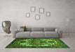 Machine Washable Persian Green Traditional Area Rugs in a Living Room,, wshtr1878grn