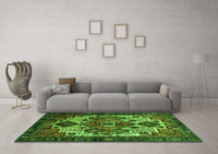 Machine Washable Persian Green Traditional Rug, wshtr1878grn