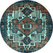 Round Persian Light Blue Traditional Rug, tr1878lblu