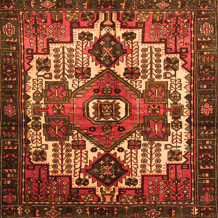 Round Machine Washable Persian Orange Traditional Area Rugs, wshtr1878org