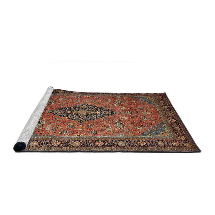Sideview of Machine Washable Traditional Dark Almond Brown Rug, wshtr1879