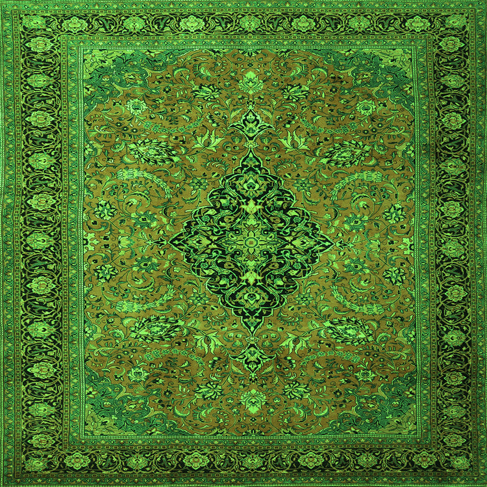 Serging Thickness of Medallion Green Traditional Rug, tr1879grn