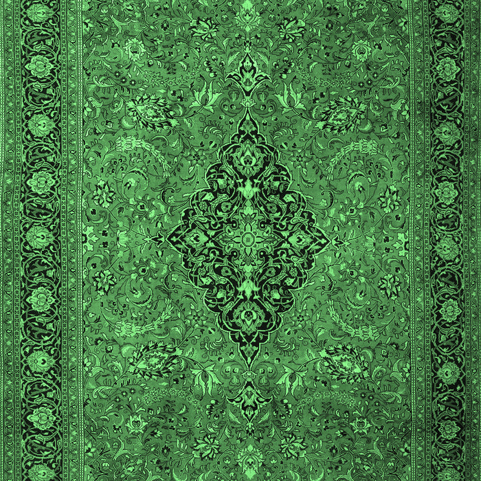 Machine Washable Medallion Emerald Green Traditional Area Rugs, wshtr1879emgrn