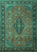 Machine Washable Medallion Turquoise Traditional Area Rugs, wshtr1879turq