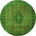 Machine Washable Medallion Green Traditional Area Rugs, wshtr1879grn