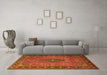 Machine Washable Medallion Orange Traditional Area Rugs in a Living Room, wshtr1879org