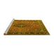 Sideview of Machine Washable Medallion Yellow Traditional Rug, wshtr1879yw