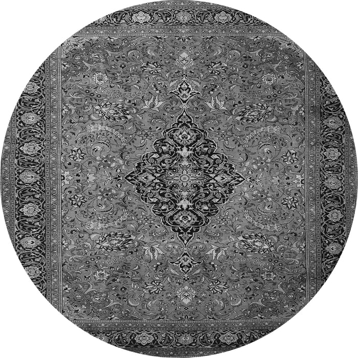 Machine Washable Medallion Gray Traditional Rug, wshtr1879gry