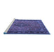 Sideview of Machine Washable Medallion Blue Traditional Rug, wshtr1879blu