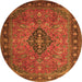 Machine Washable Medallion Orange Traditional Area Rugs, wshtr1879org