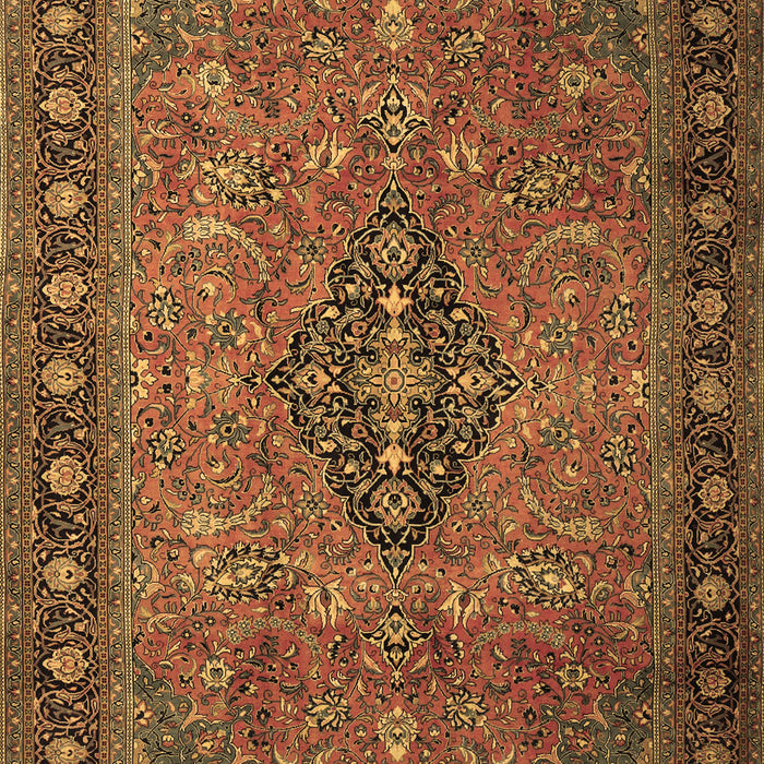 Machine Washable Medallion Brown Traditional Rug, wshtr1879brn