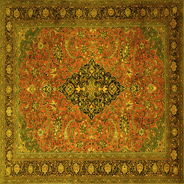 Square Medallion Yellow Traditional Rug, tr1879yw