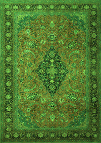 Medallion Green Traditional Rug, tr1879grn