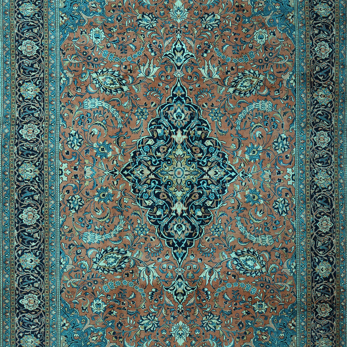 Machine Washable Medallion Light Blue Traditional Rug, wshtr1879lblu