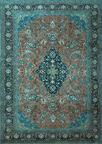 Medallion Light Blue Traditional Rug, tr1879lblu