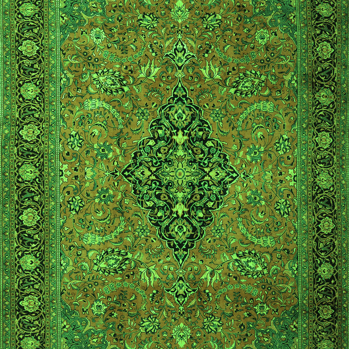 Serging Thickness of Machine Washable Medallion Green Traditional Area Rugs, wshtr1879grn