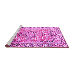 Sideview of Machine Washable Persian Pink Traditional Rug, wshtr187pnk