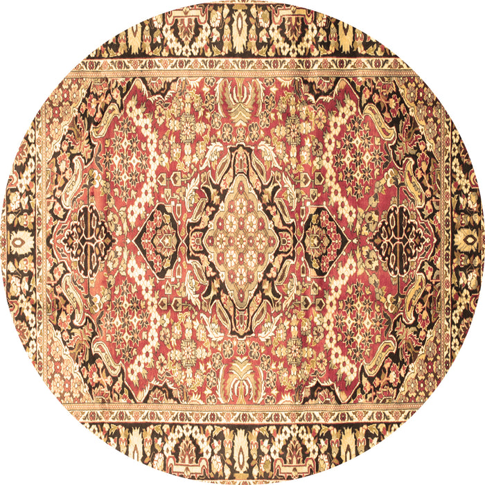 Round Persian Brown Traditional Rug, tr187brn