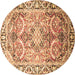 Round Persian Brown Traditional Rug, tr187brn