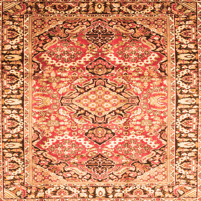 Round Machine Washable Persian Orange Traditional Area Rugs, wshtr187org
