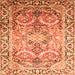 Round Machine Washable Persian Orange Traditional Area Rugs, wshtr187org