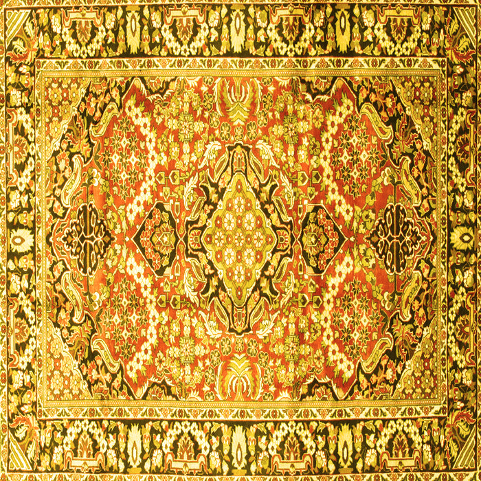 Square Machine Washable Persian Yellow Traditional Rug, wshtr187yw