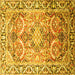 Square Machine Washable Persian Yellow Traditional Rug, wshtr187yw