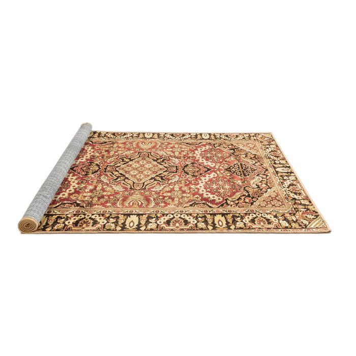 Sideview of Machine Washable Persian Brown Traditional Rug, wshtr187brn