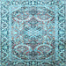 Square Machine Washable Persian Light Blue Traditional Rug, wshtr187lblu