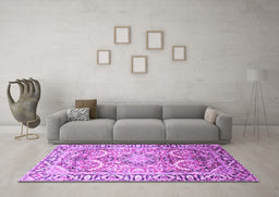 Machine Washable Persian Purple Traditional Area Rugs in a Living Room, wshtr187pur