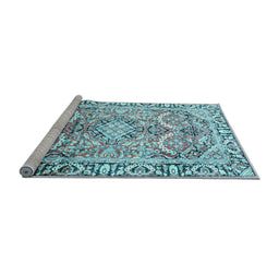 Sideview of Machine Washable Persian Light Blue Traditional Rug, wshtr187lblu