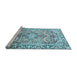 Sideview of Machine Washable Persian Light Blue Traditional Rug, wshtr187lblu