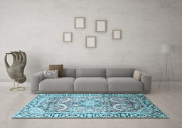 Machine Washable Persian Light Blue Traditional Rug in a Living Room, wshtr187lblu