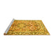 Sideview of Machine Washable Persian Yellow Traditional Rug, wshtr187yw