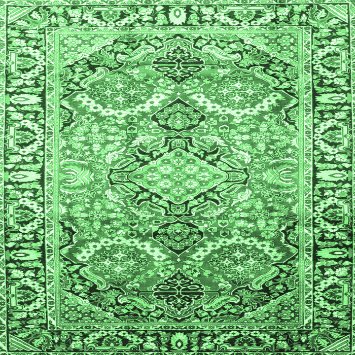Square Machine Washable Persian Emerald Green Traditional Area Rugs, wshtr187emgrn