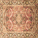 Square Machine Washable Persian Brown Traditional Rug, wshtr187brn